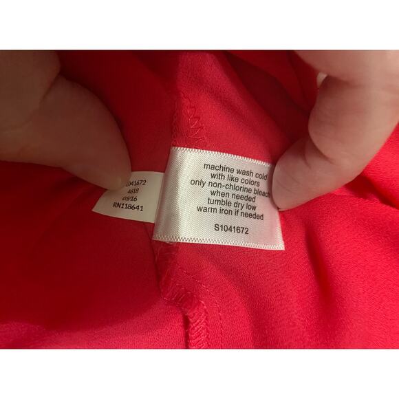 Lane Bryant Size 20 Semi Sheer Button Up Sleeveless Blouse - Hot Pink EUC - Picture 9 of 11